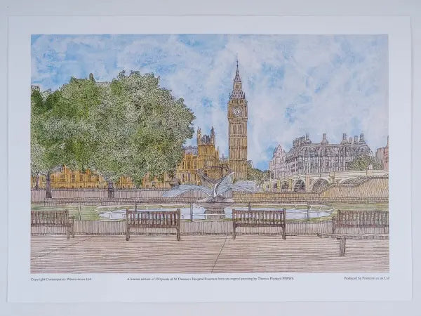 St Thomas' Hospital Fountain Print