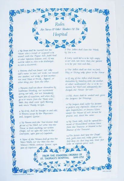 Rules for Nurse's & Other Staff T-Towel - Navy