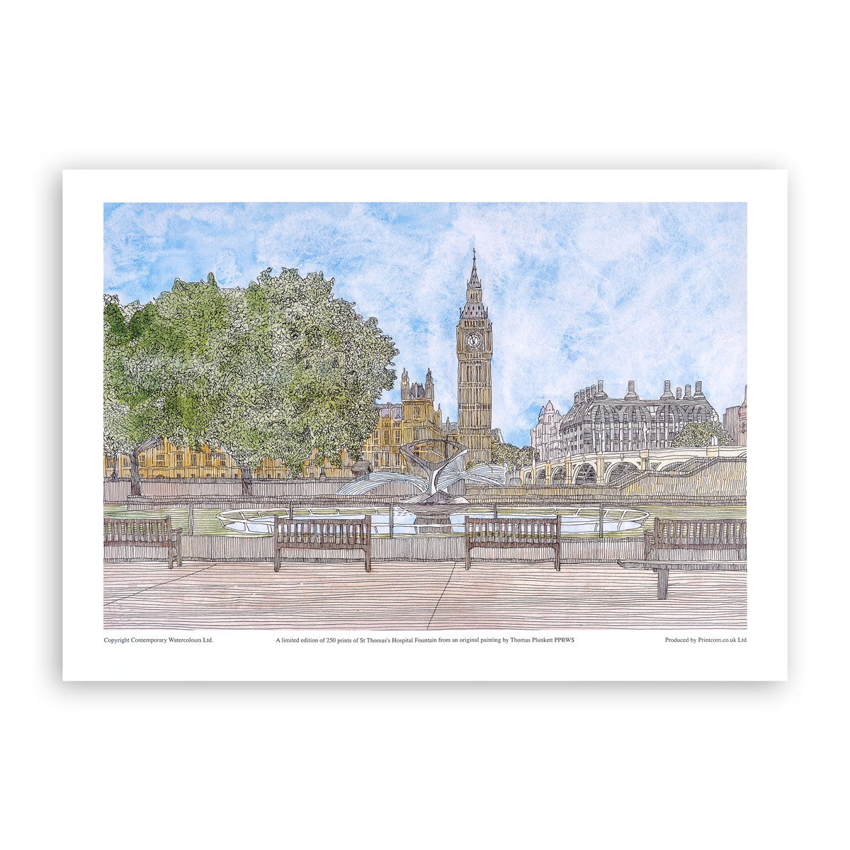 St Thomas' Hospital Fountain Print
